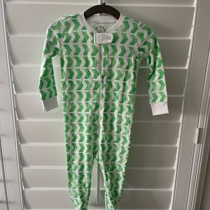 Primary Baby organic zip footie in watercolor waves color clover